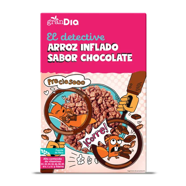 Cereales de arroz inflado con chocolate Gran Dia 500 g 2