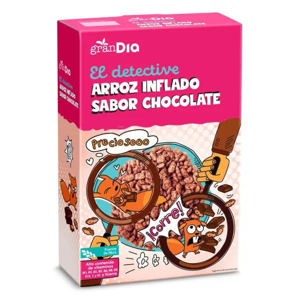 Cereales de arroz inflado con chocolate Gran Dia 500 g 3