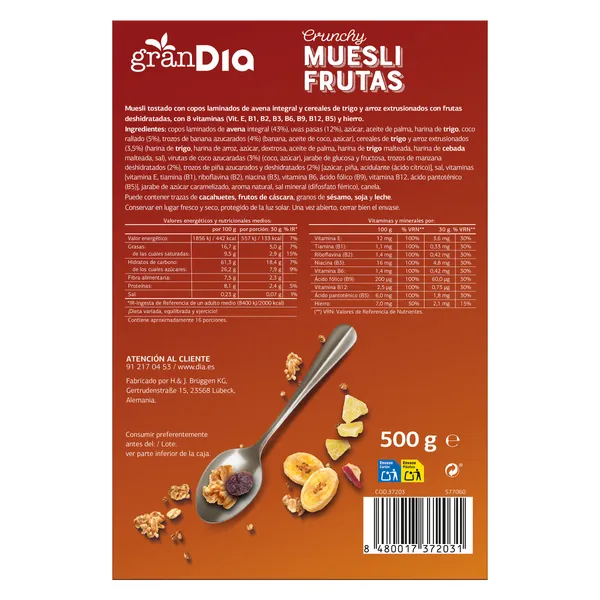 Muesli crujiente con frutas Gran Dia 500 g 4