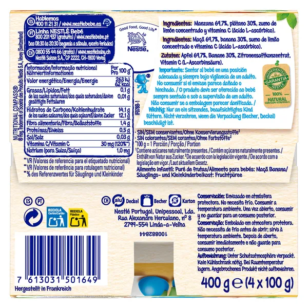 Puré de manzana y plátano Nestlé pack 4 x 100 g 4