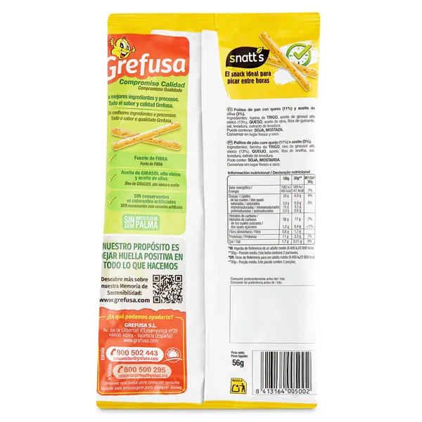 Palitos de pan con queso Snatt's bolsa 56 g 2