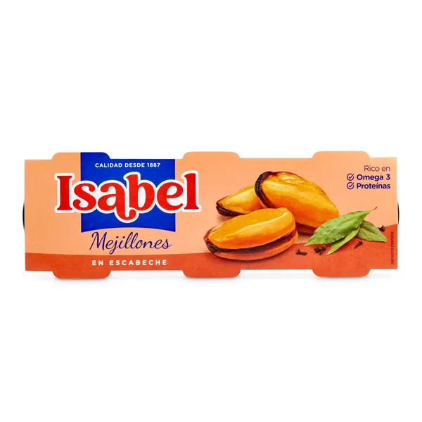 Mejillones en escabeche Isabel lata 3 x 43 g 2