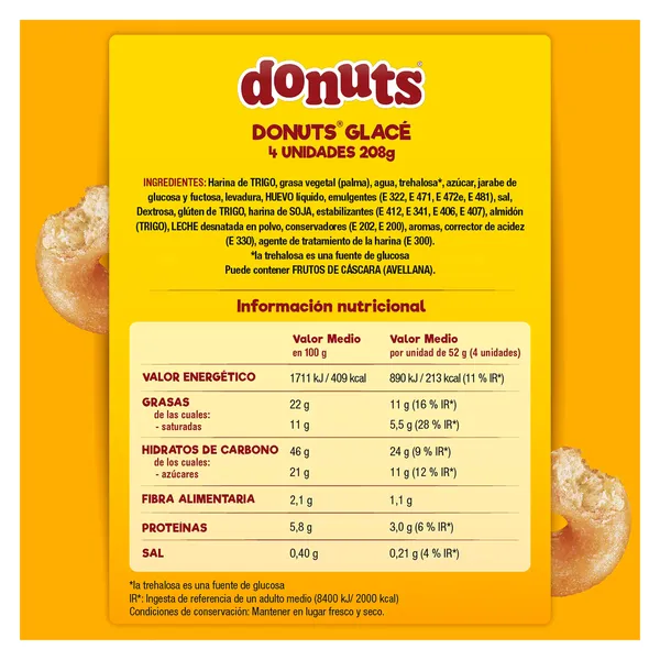 Berlinas glacé Donuts bandeja 4 unidades 208 g 2