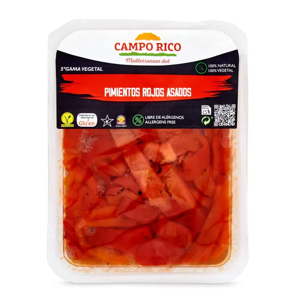 Pimientos rojos asados Campo rico bandeja 350 g 2