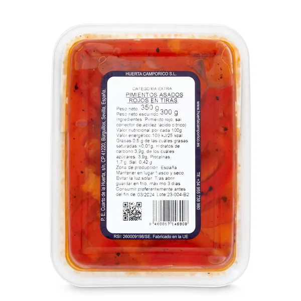 Pimientos rojos asados Campo rico bandeja 350 g 3