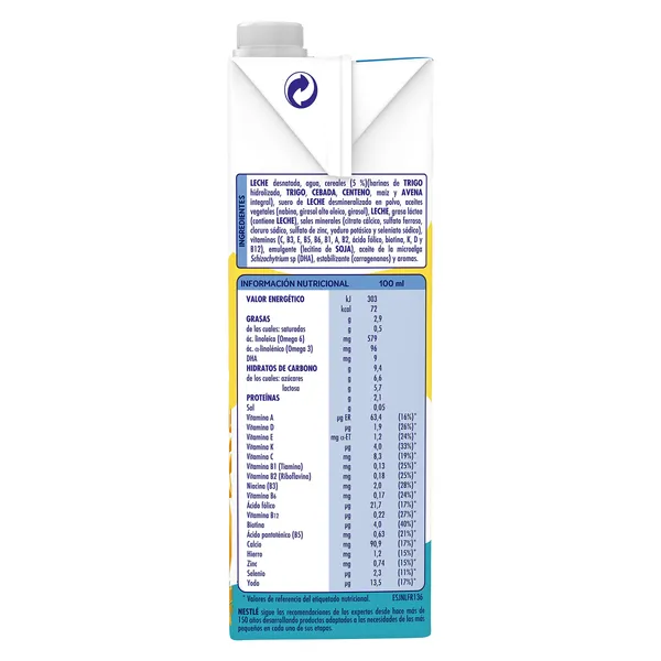 Preparado lácteo de crecimiento con cereales +12 meses Nativa 1 L 5