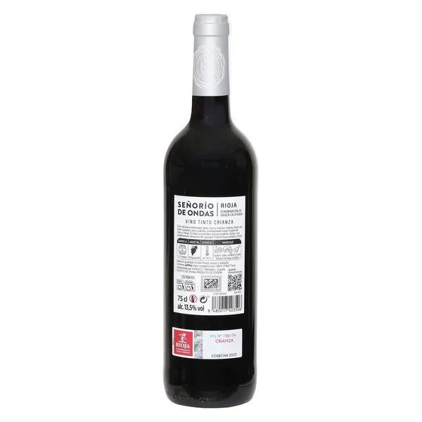 Vino tinto crianza D.O Rioja Señorío de Ondas botella 75 cl 2