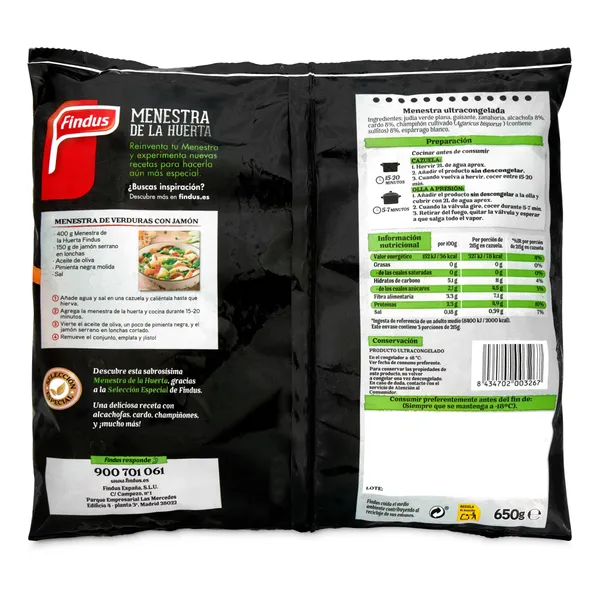 Menestra de la huerta Findus 650 g 2