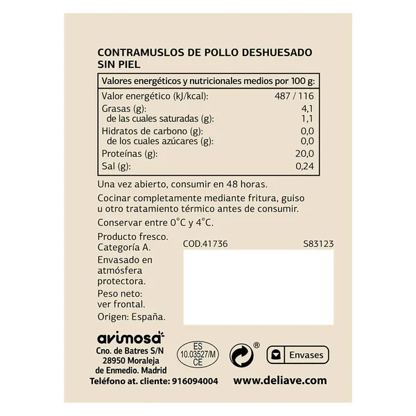 Filetes de contramuslo de pollo Selección de Dia bandeja 450 g aprox. 3