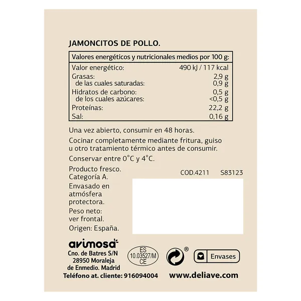 Jamoncitos de pollo Selección de Dia 1 Kg aprox. 4