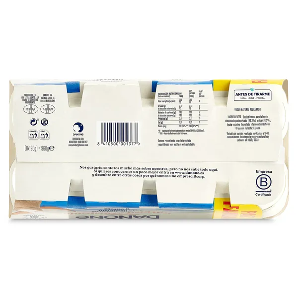 Yogur natural azucarado Danone pack 8 x 120 g 5