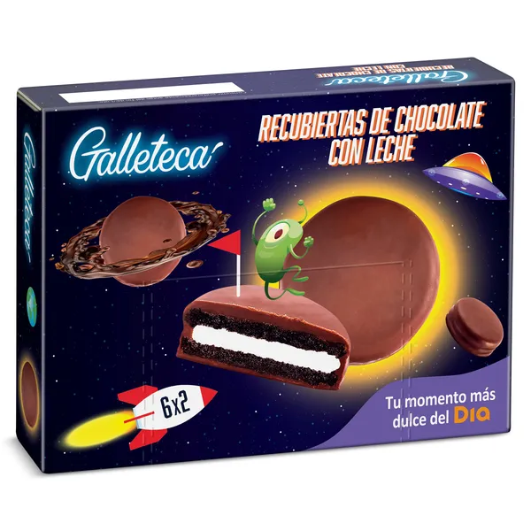 Galletas de cacao rellenas de crema bañadas con chocolate con leche Galleteca de Dia 252 g 3