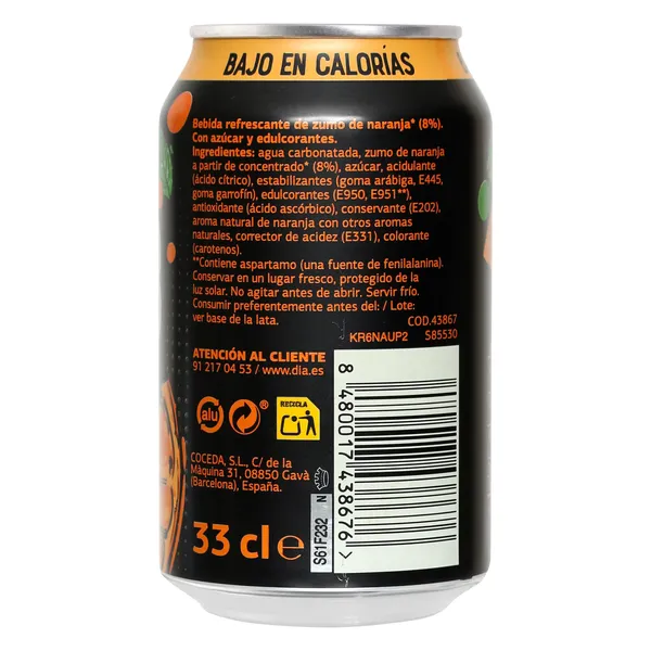 Refresco de naranja Dia Upss lata 33 cl 2