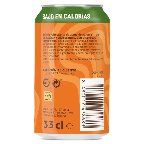 Refresco de naranja sin gas Dia Upss 330 ml 4