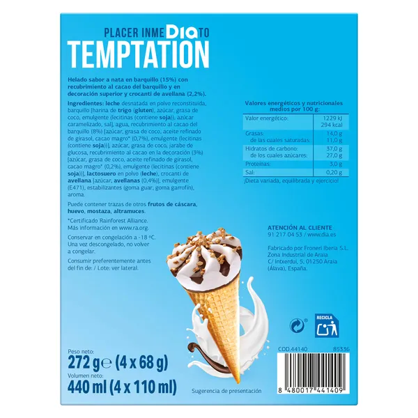 Conos de nata Dia Temptation 4 x 68 g 4
