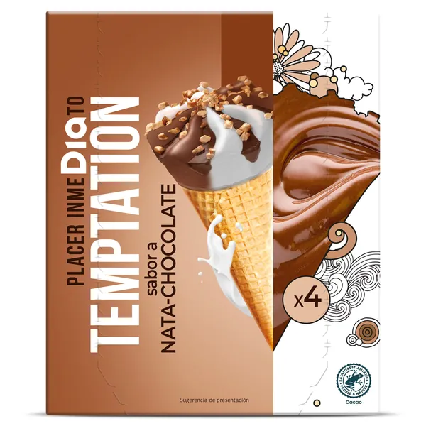 Conos de nata y chocolate Dia Temptation 4 x 68 g 2