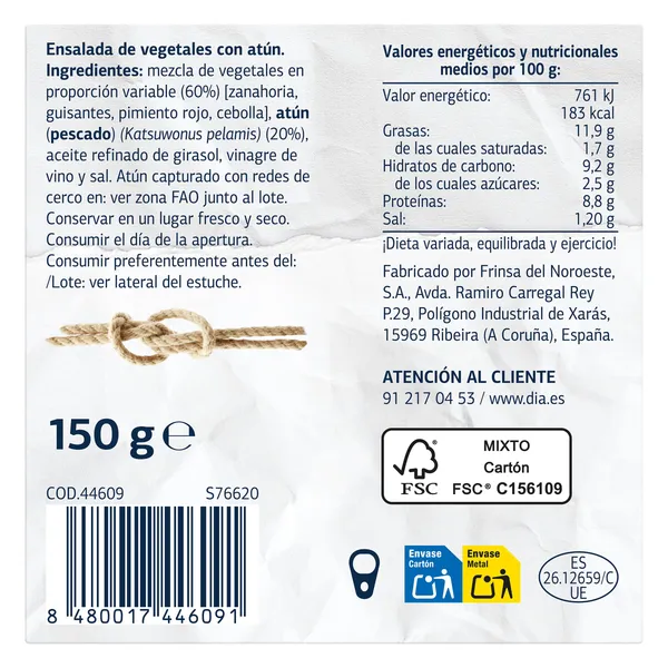Ensalada mediterránea de atún MSC Dia Mari Marinera 150 g 4