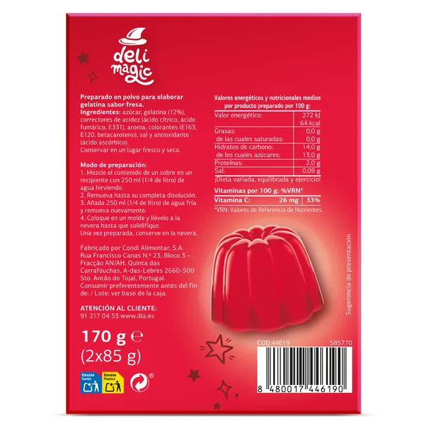 Gelatina sabor fresa Dia Delimagic 170 g 4