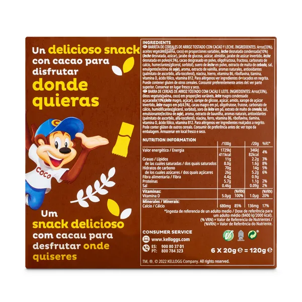 Barritas de cereales chocolateadas Kellogg's Choco Krispies caja 120 g 3