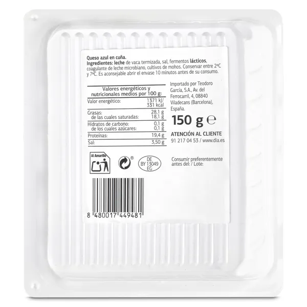 Queso azul Dia Láctea bandeja 150 g 3