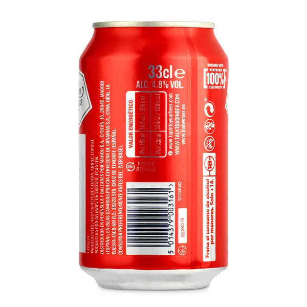 Cerveza Budweiser lata 33 cl 2
