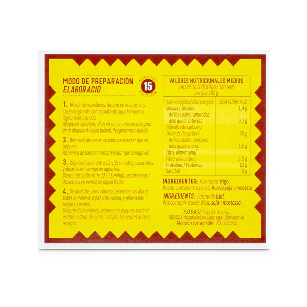 Placas para canelones El pavo 125 g 2