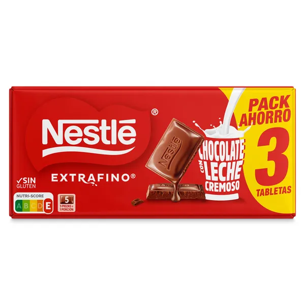 Chocolate con leche Nestlé Extrafino 3 x 125 g 2