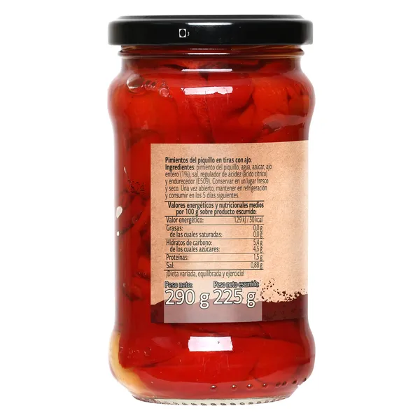 Pimientos del piquillo en tiras con ajo Dia Vegecampo 225 g 3
