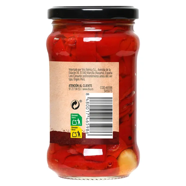 Pimientos del piquillo en tiras con ajo Dia Vegecampo 225 g 4