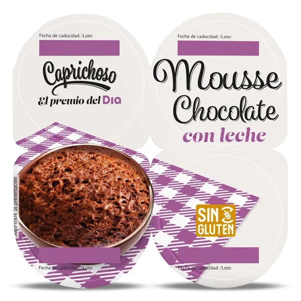 Mousse de chocolate con leche Dia Caprichoso 4 x 60 g 2
