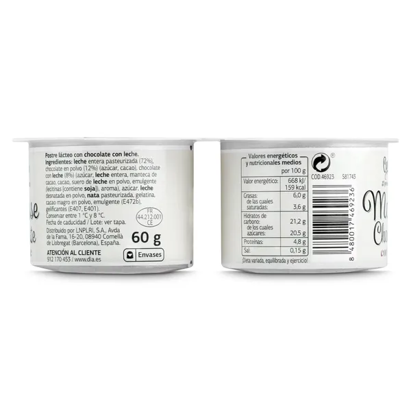 Mousse de chocolate con leche Dia Caprichoso 4 x 60 g 4