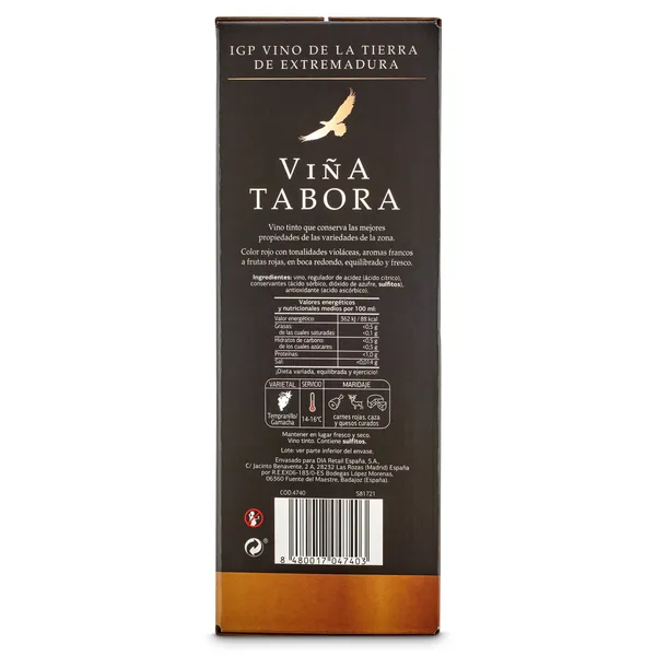 Vino tinto de La tierra de Extremadura Viña Tabora 3 L 4