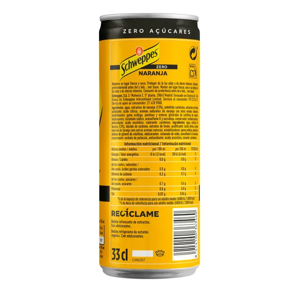 Schweppes de naranja zero 330 ml 3