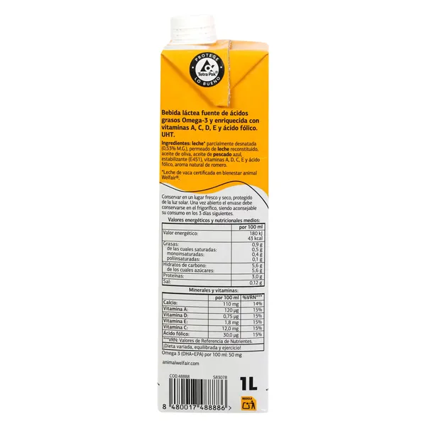 Leche desnatada omega 3 Dia Láctea 1 L 4