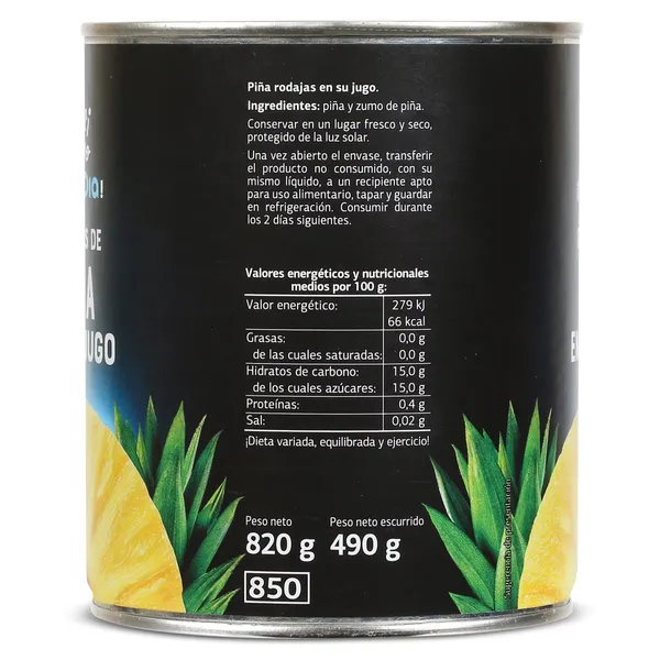Piña en su jugo en rodajas Dia Fruticampo lata 490 g 2
