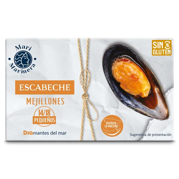Mejillones en escabeche 14/18 piezas Dia Mari Marinera lata 69 g 2