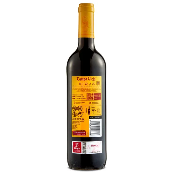 Vino tinto crianza D.O. Rioja Campo viejo botella 75 cl 2