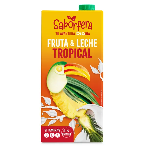 Bebida de zumo de frutas con Leche tropical Saborfera de Dia brik 1 L 2