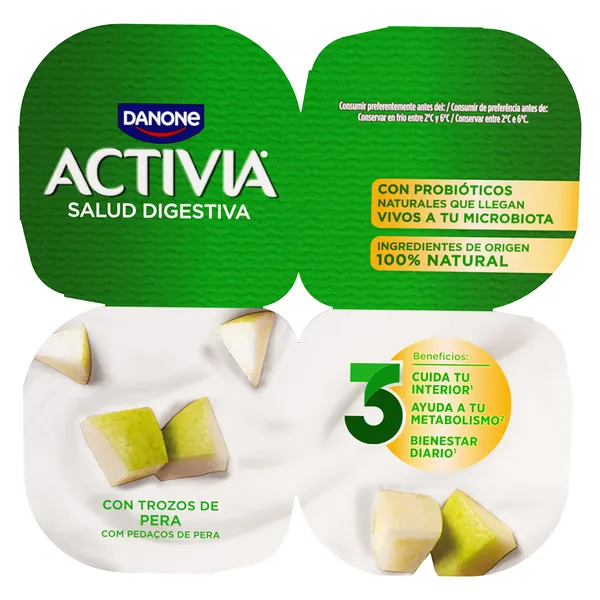 Bífidus con pera Activia pack 4 x 120 g 2