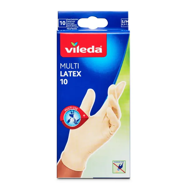 Guantes desechables de látex multiusos talla S/M Vileda caja 10 unidades 2