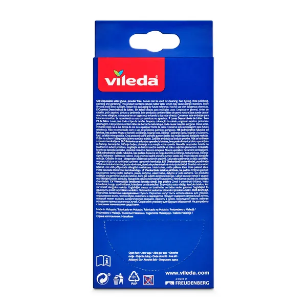 Guantes desechables de látex multiusos talla S/M Vileda caja 10 unidades 3