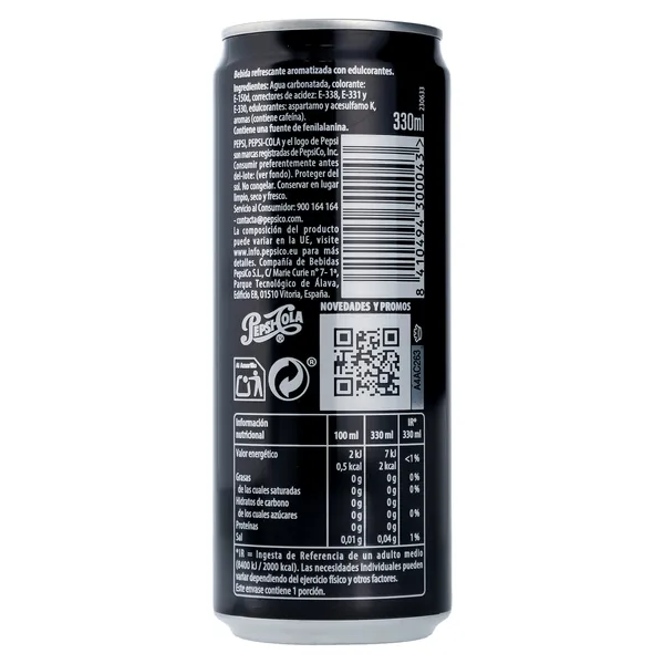 Pepsi zero azúcar 330 ml 3