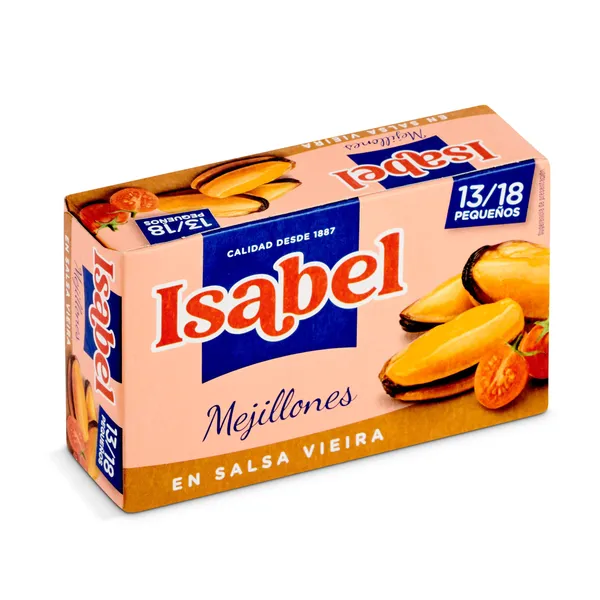 Mejillones en salsa vieira 13/18 piezas Isabel lata 69 g