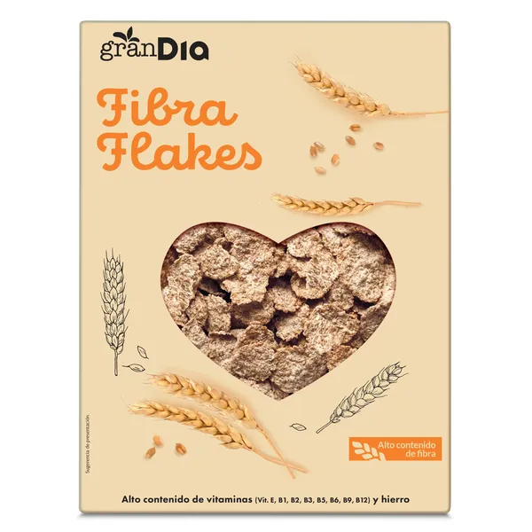 Cereales copos de trigo integral fibre flakes Gran Dia 375 g 2