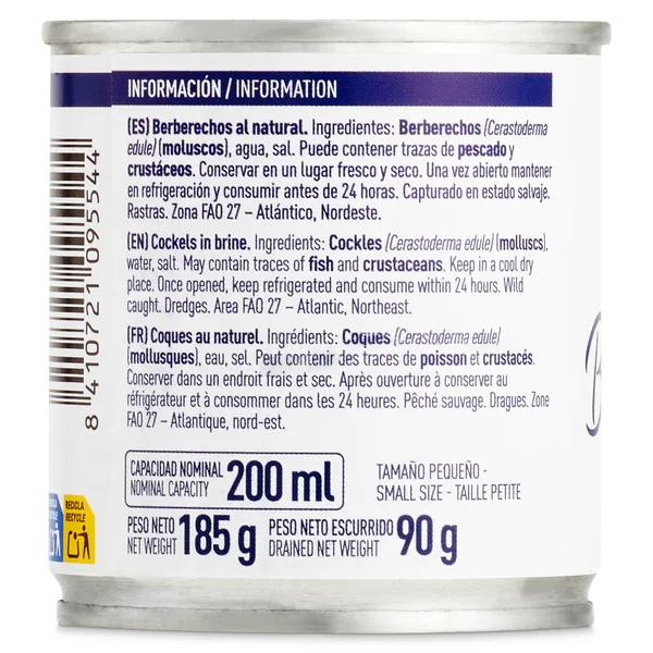 Berberechos al natural Dani lata 90 g 2