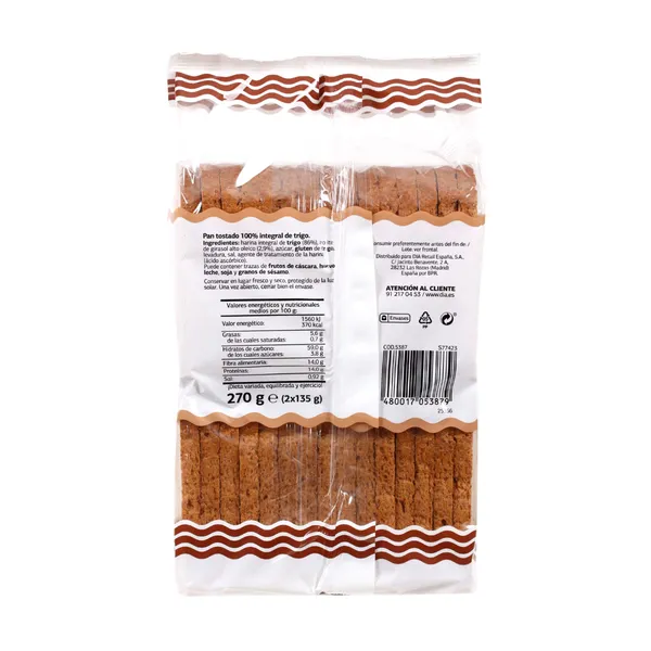 Pan tostado integral El Molino de Dia 270 g 4