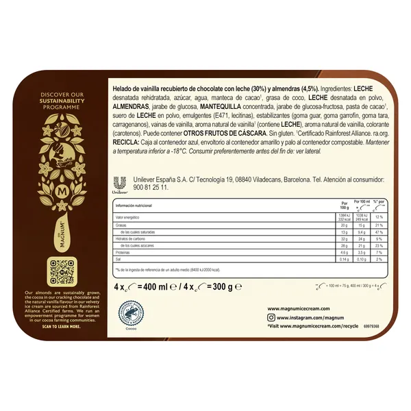 Magnum almendrado 4 x 75 g 4