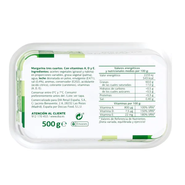 Margarina vitaminada Diasol 500 g 4