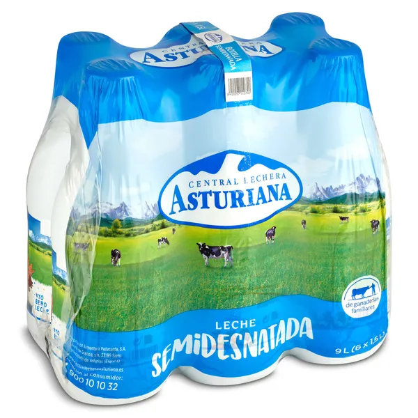 Leche semidesnatada Central Lechera Asturiana pack 6 x 1.5 l