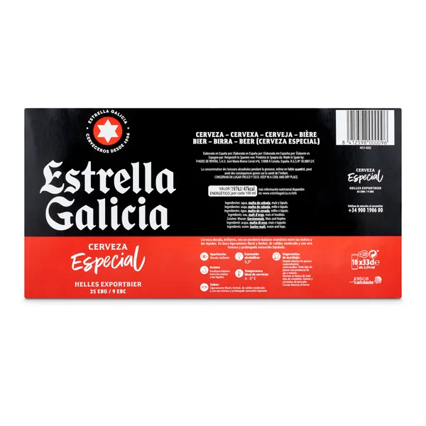 Cerveza Estrella Galicia pack 10 x 33 cl 4